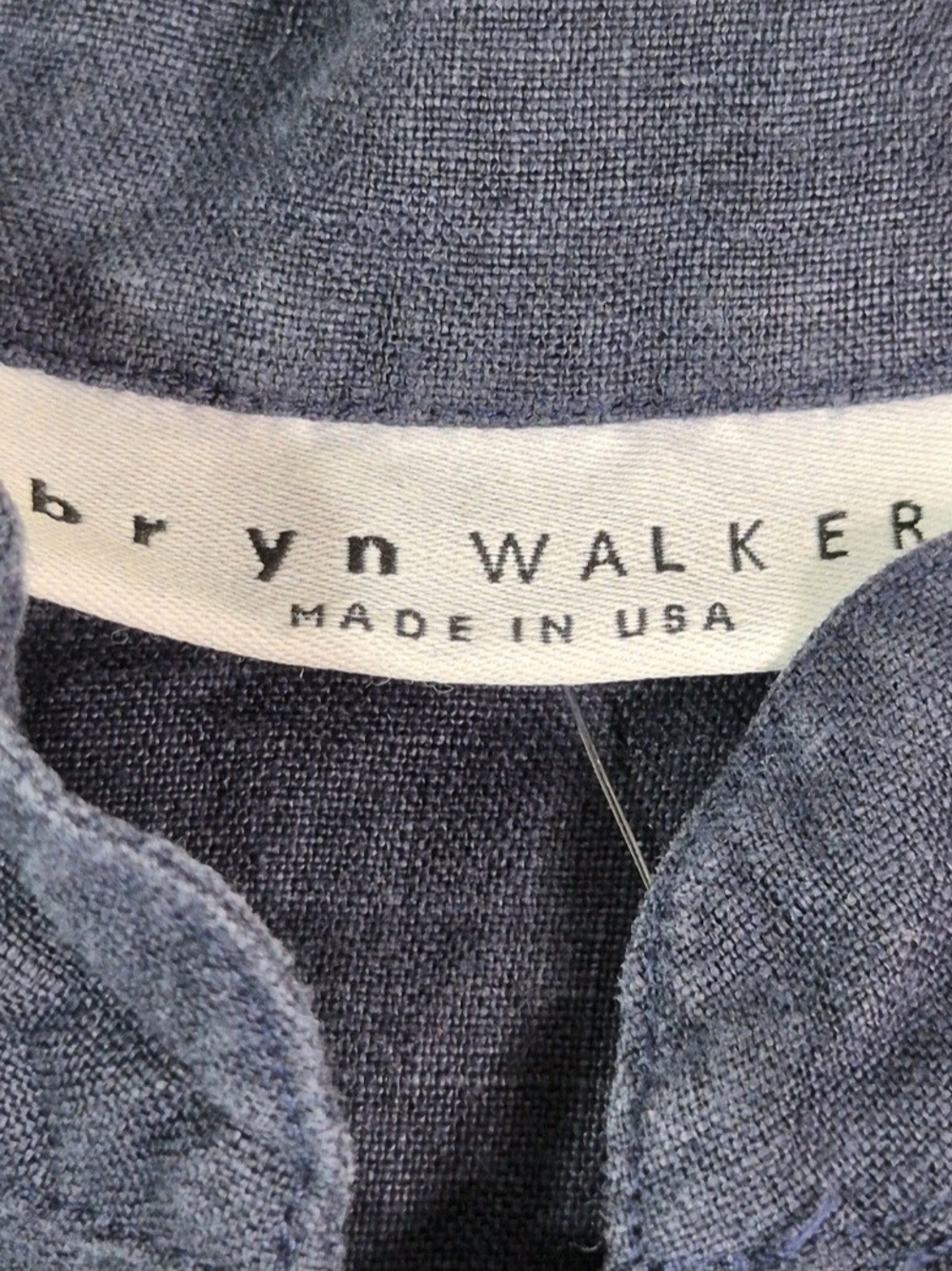 Bryn Walker Women Top Size S Sleeveless Mandarin Collar Linen Button Up Blue 68 - Picture 8 of 11